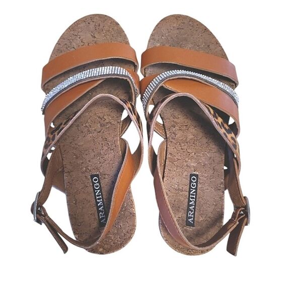 2 Pairs Strappy Rhinestones & Animal Print Sandals Size 7.5 Bundle - Picture 13 of 16